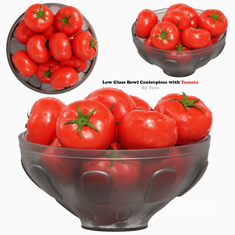Low Glass Bowl Centerpiece with Tomatos Image 1