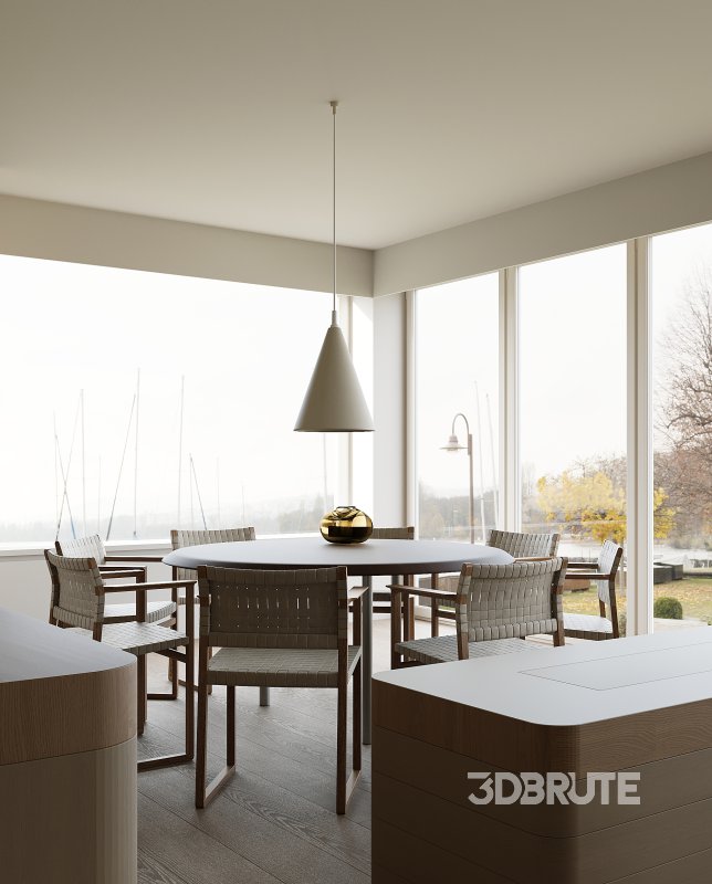 Modern living room and dining room interior scene Image 6