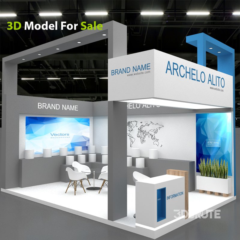 exhibition booth stand 3d Model Image 2