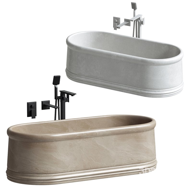 Grandeur Pietra Grey Marble Freestanding Bath 1780mm Image 3