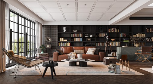Luxurious living room and dining room