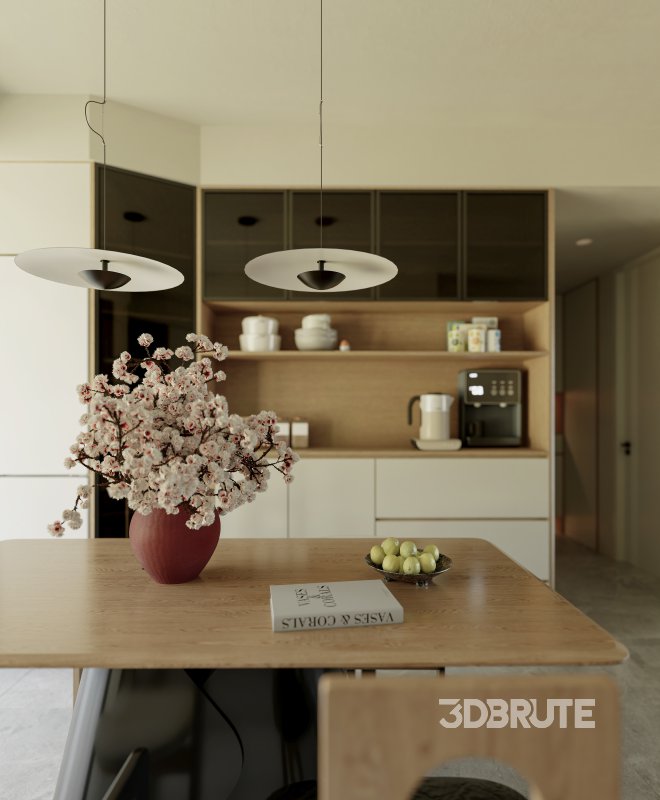 Modern living room and dining room interior scene Image 7