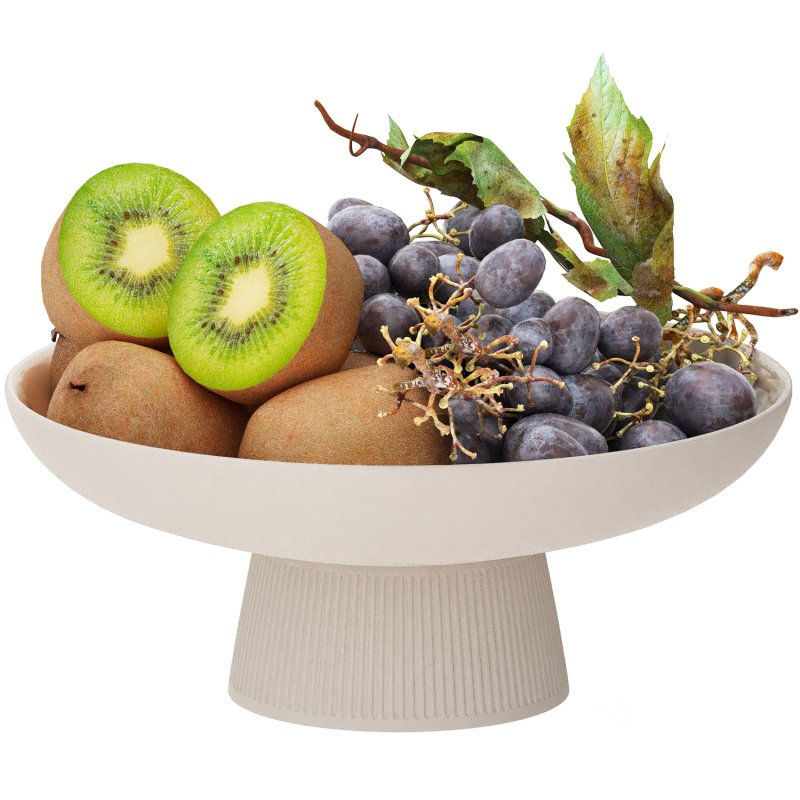 bowl of black grapes and kiwi fruit Image 2