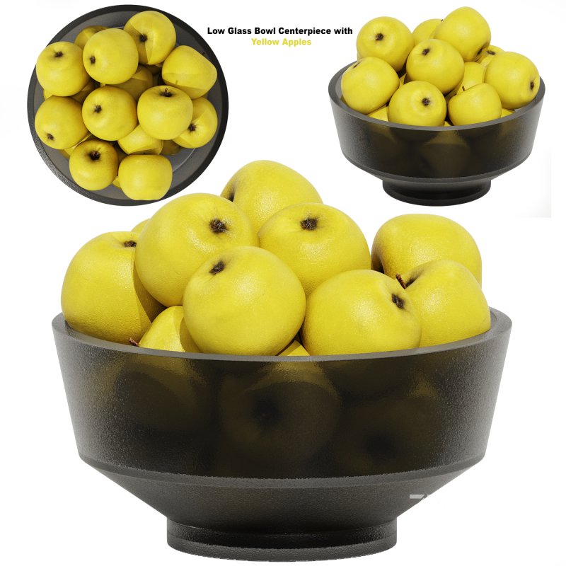 Low Glass Bowl Centerpiece with Yellow Apples Image 1