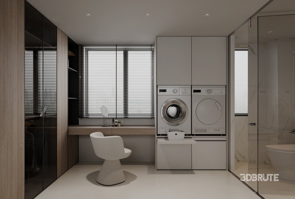 Modern bedroom and dressing room Image 2