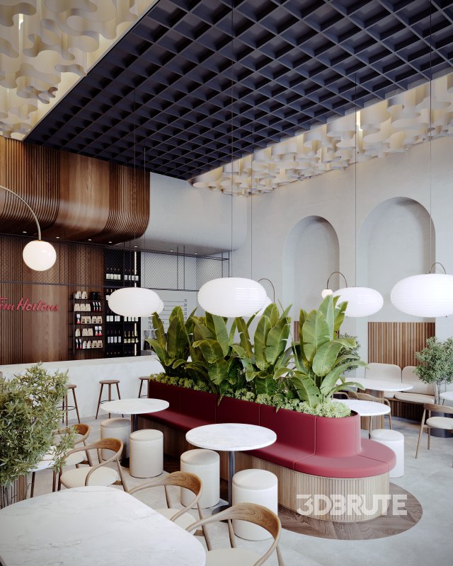 Coffee Shop 3D Model – Interior & Exterior | 3ds Max + Corona Renderer Image 9