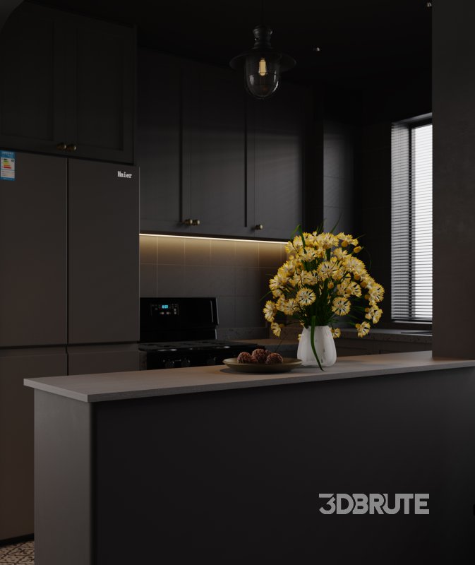 Dark living room and dining room Image 3