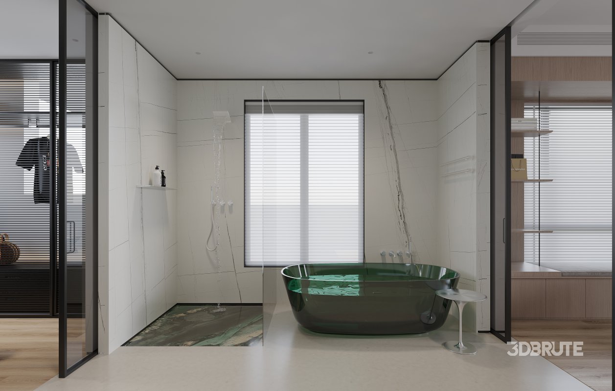 modern bathroom and bedroom office room Image 1