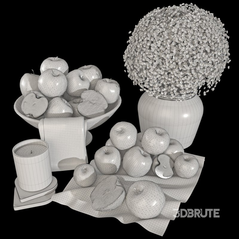 Decorative Set with Apples and Flowers Image 6