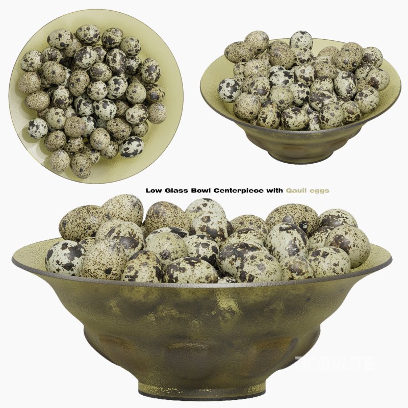 Low Glass Bowl Centerpiece with Qauil eggs Image 1