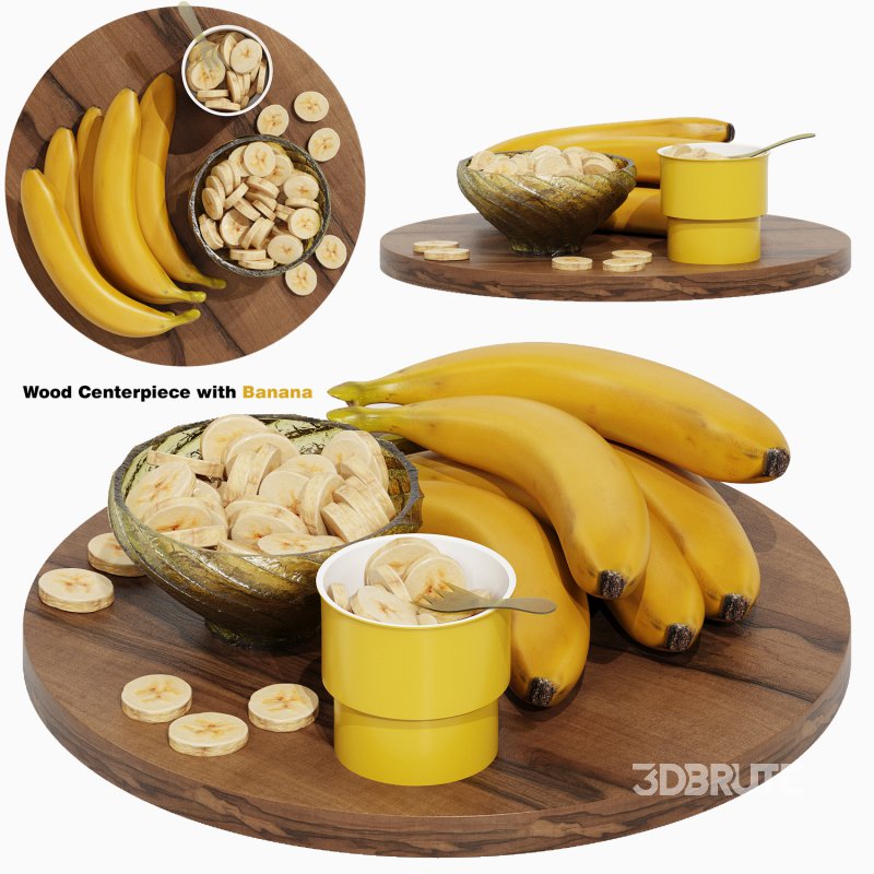 Wood Centerpiece with Banana Image 1