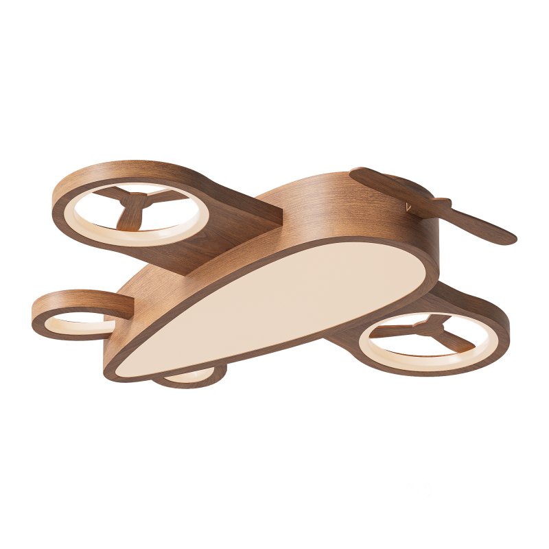 Cartoon Wood Aircraft LED Kids Ceiling Light Image 5