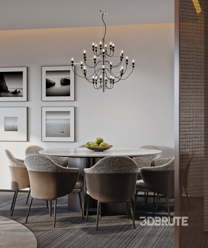 Modern living room and dining room tea room interior scene Image 4