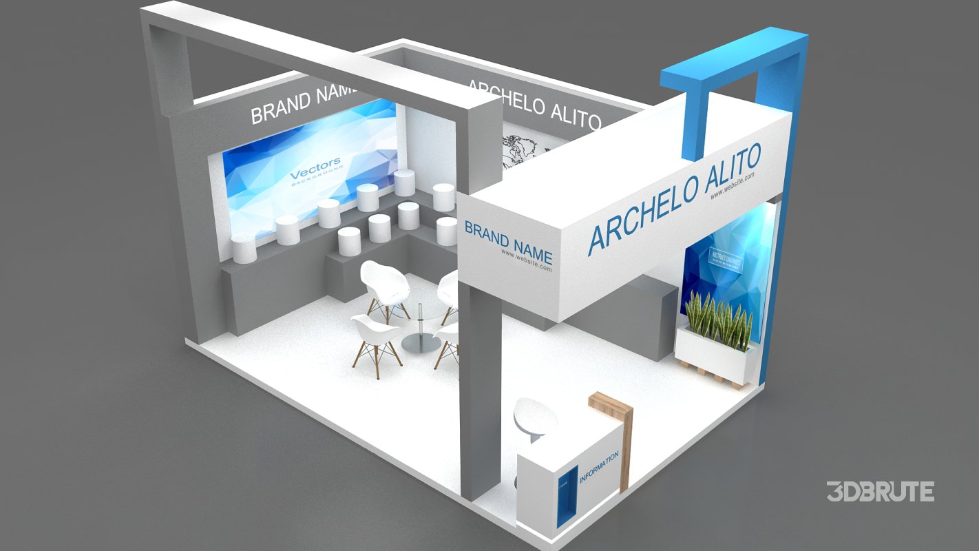 exhibition booth stand 3d Model Image 3
