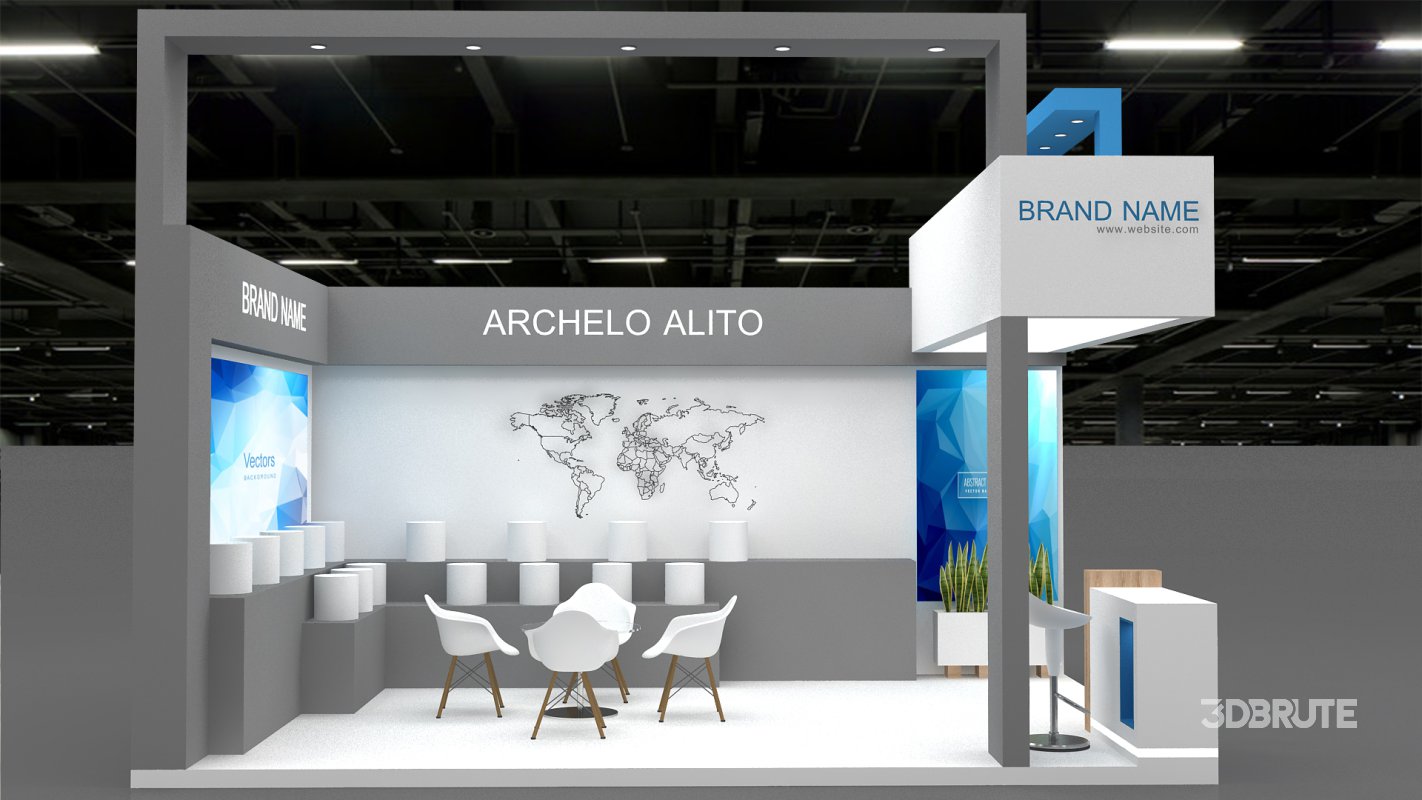 exhibition booth stand 3d Model Image 6