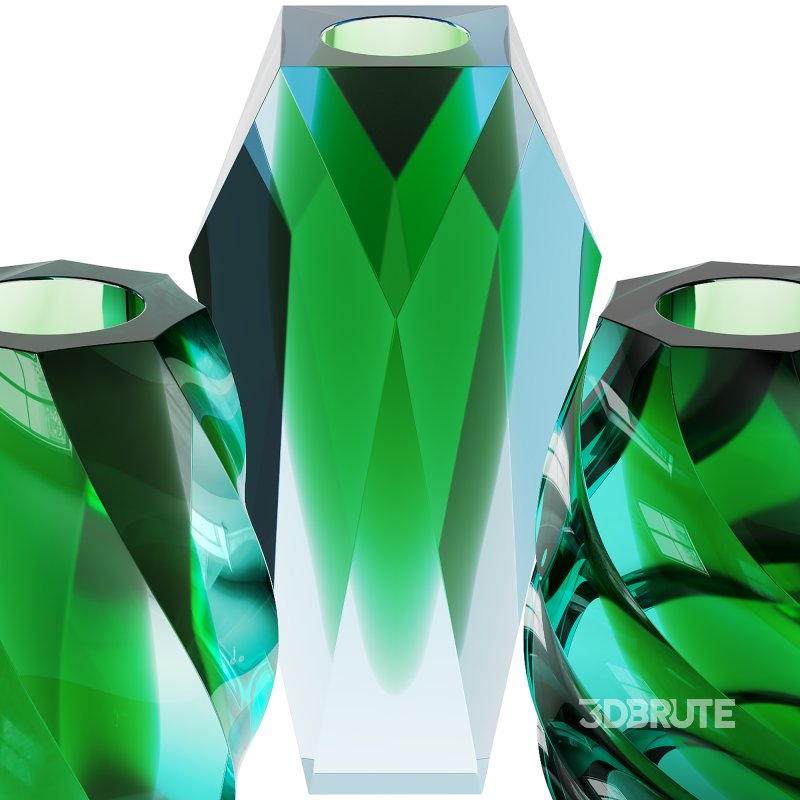 Gema Twist Underlaid Vases Beryl Reseda Set by MOSER Image 2