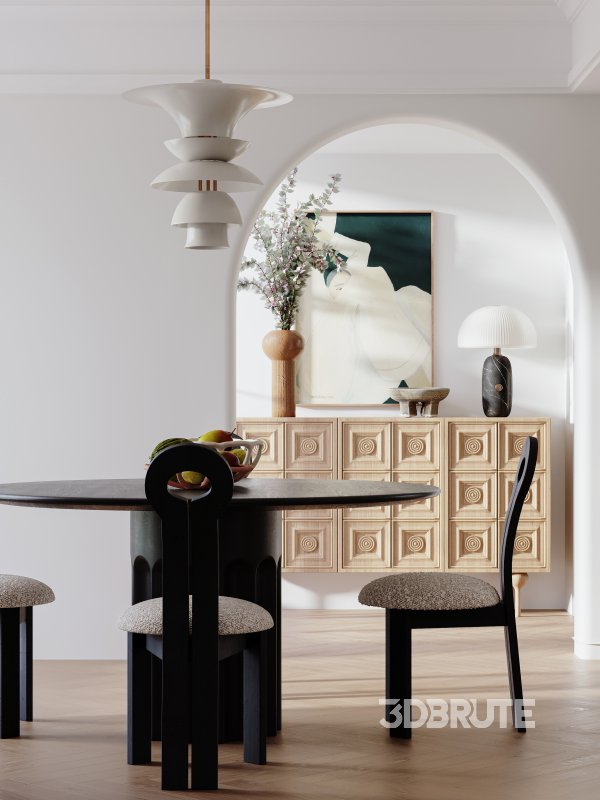 Modern living room and dining room interior scene Image 3