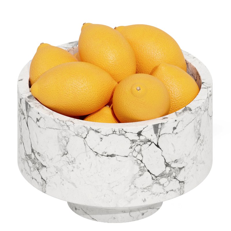 Marble Fruit Bowl with Lemons Image 2