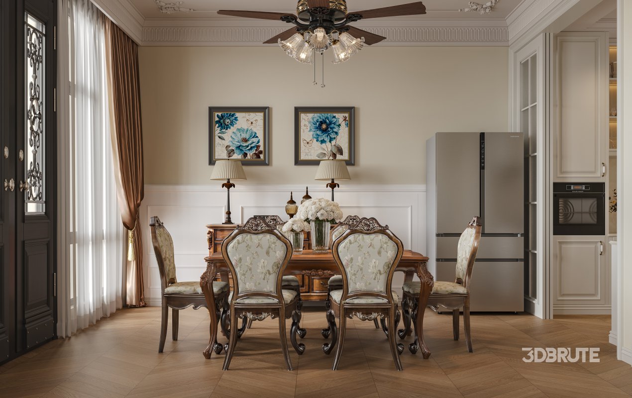 Luxurious classic living room and dining room Image 1