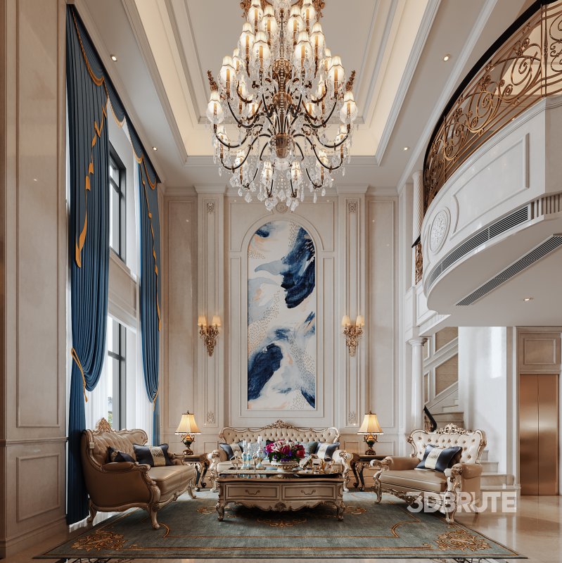 Luxurious classic living room and dining room Image 3