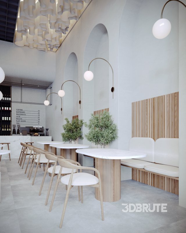 Coffee Shop 3D Model – Interior & Exterior | 3ds Max + Corona Renderer Image 10