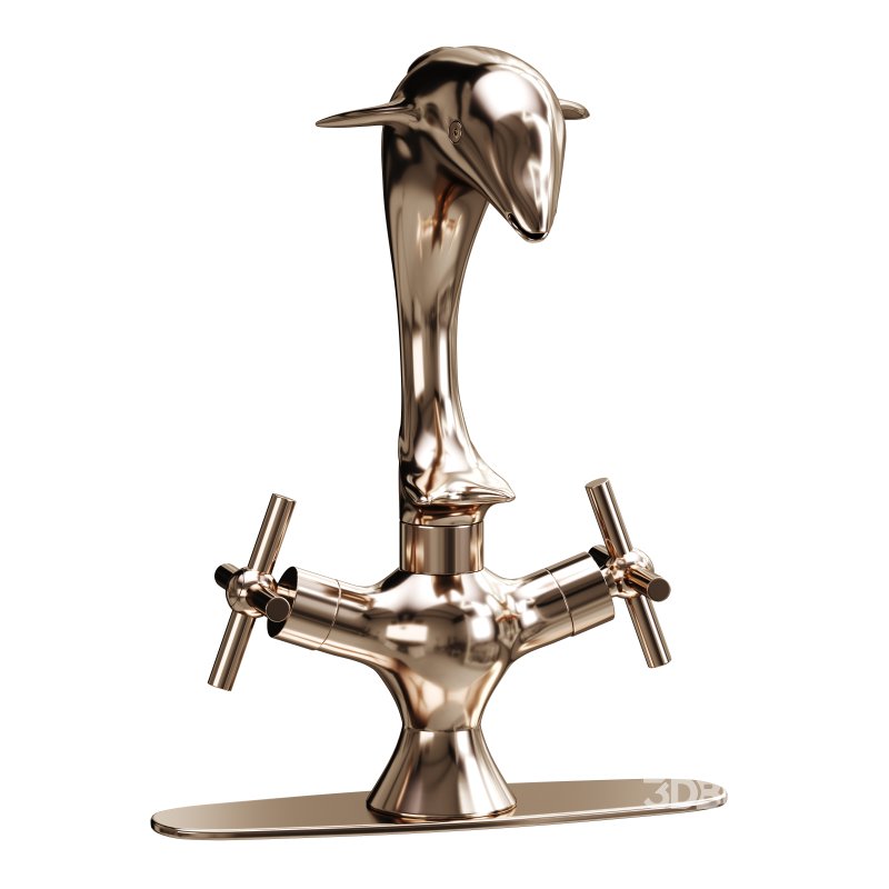 Chrome Dolphin Faucet Single Hole Widespread Plate Image 4