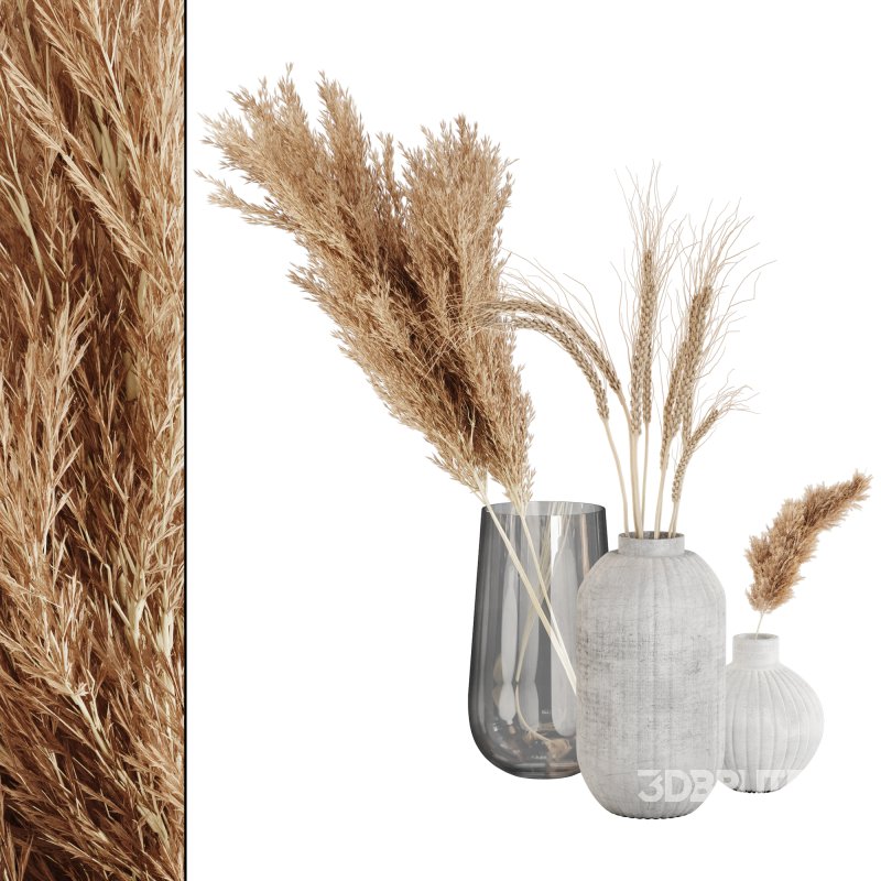 Pampas and Wheat Plant in Decorative Vase Image 1