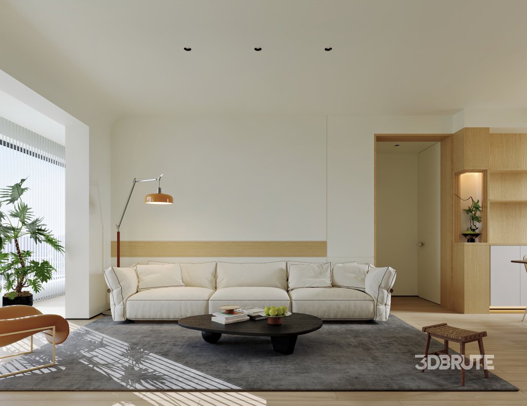 Modern living room and dining room interior scene Image 6