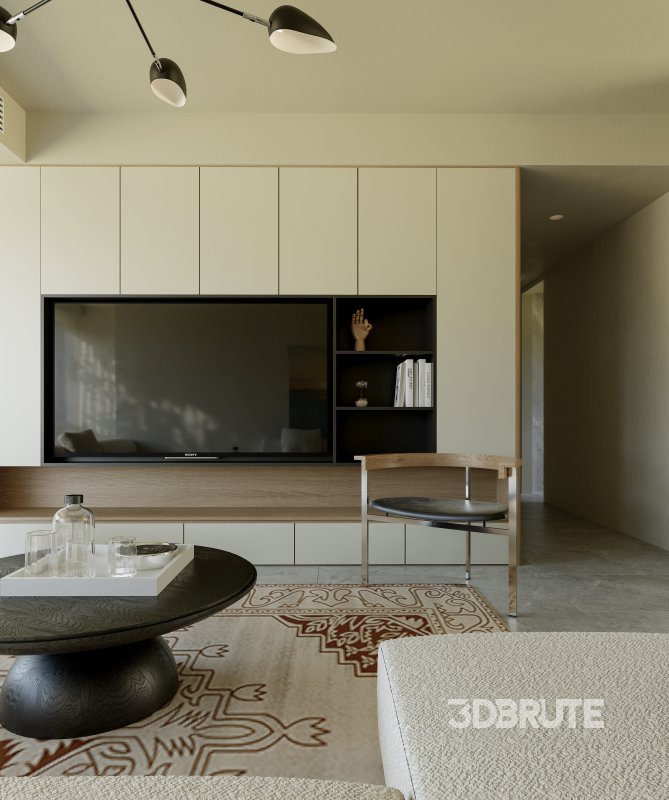 Modern living room and dining room interior scene Image 6