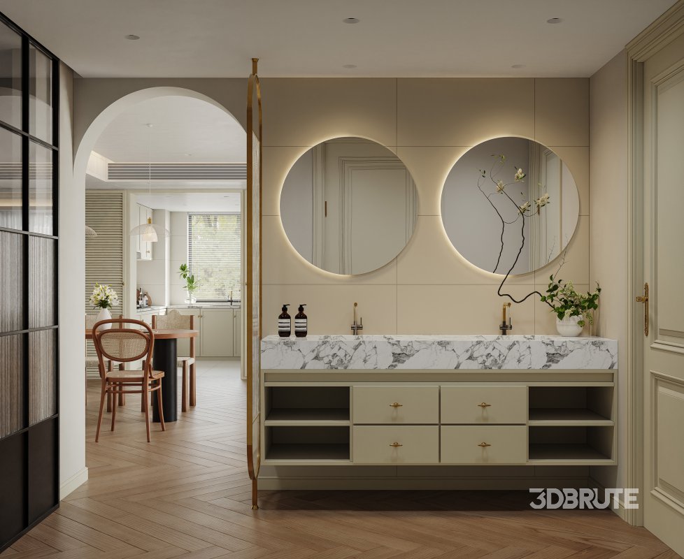 Modern living room and dining room interior scene Image 5