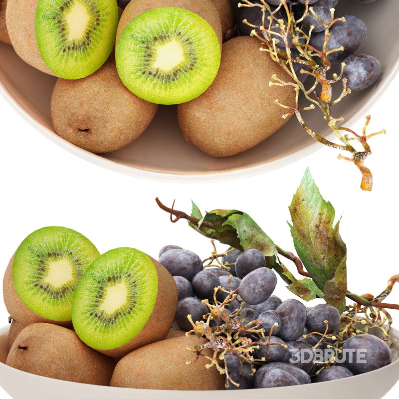 bowl of black grapes and kiwi fruit Image 3