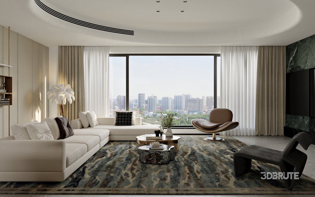 Luxurious living room and dining room Image 1