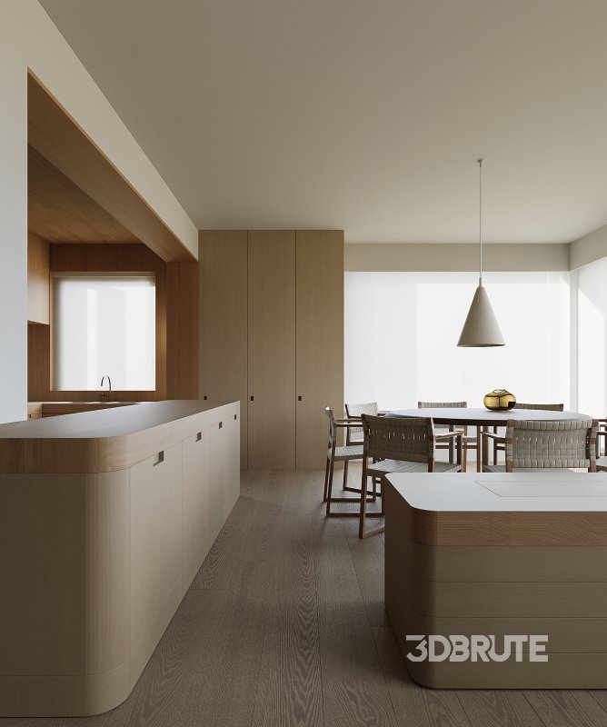 Modern living room and dining room interior scene Image 3