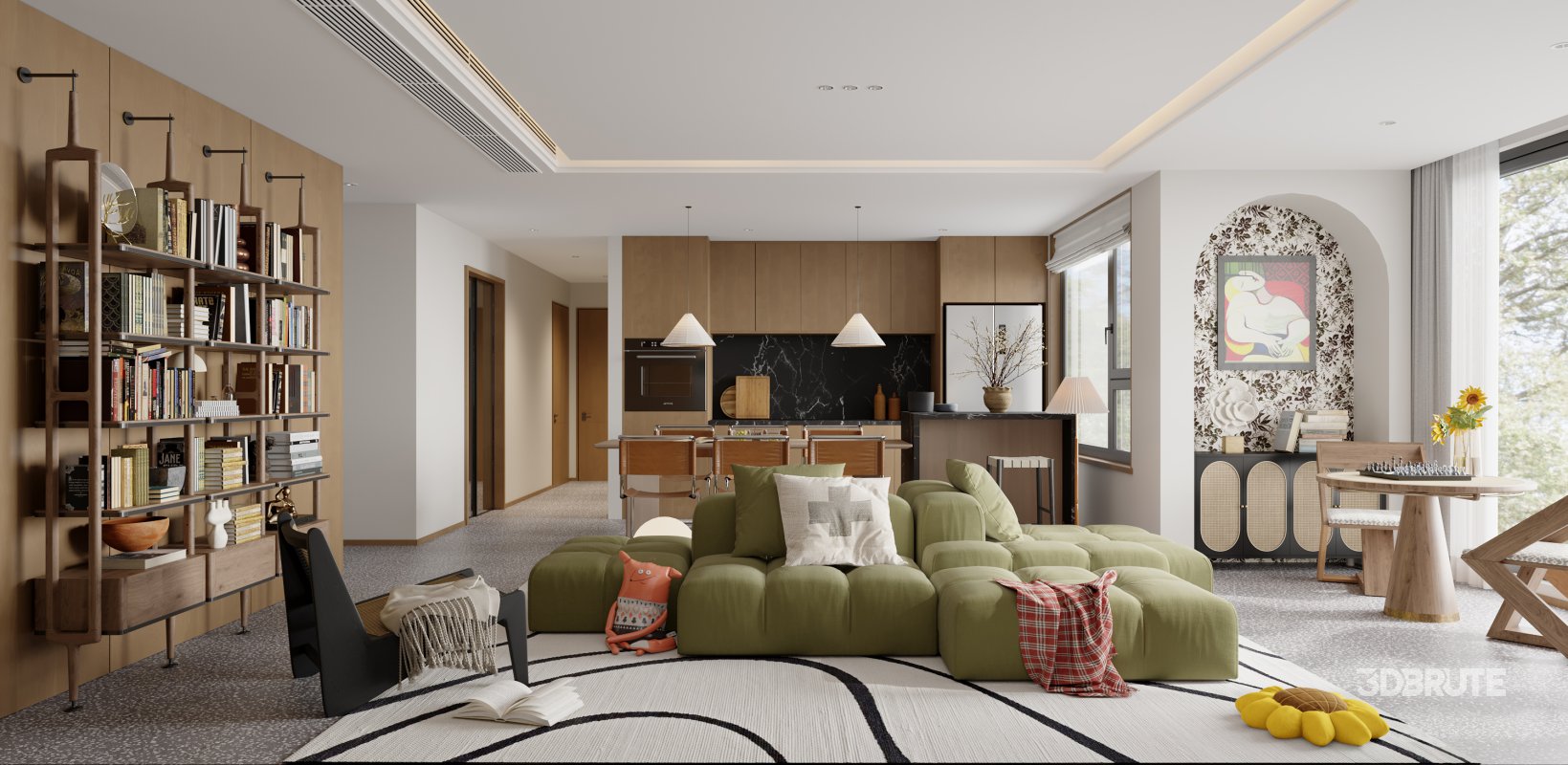 Luxurious living room and dining room bathroom Image 1