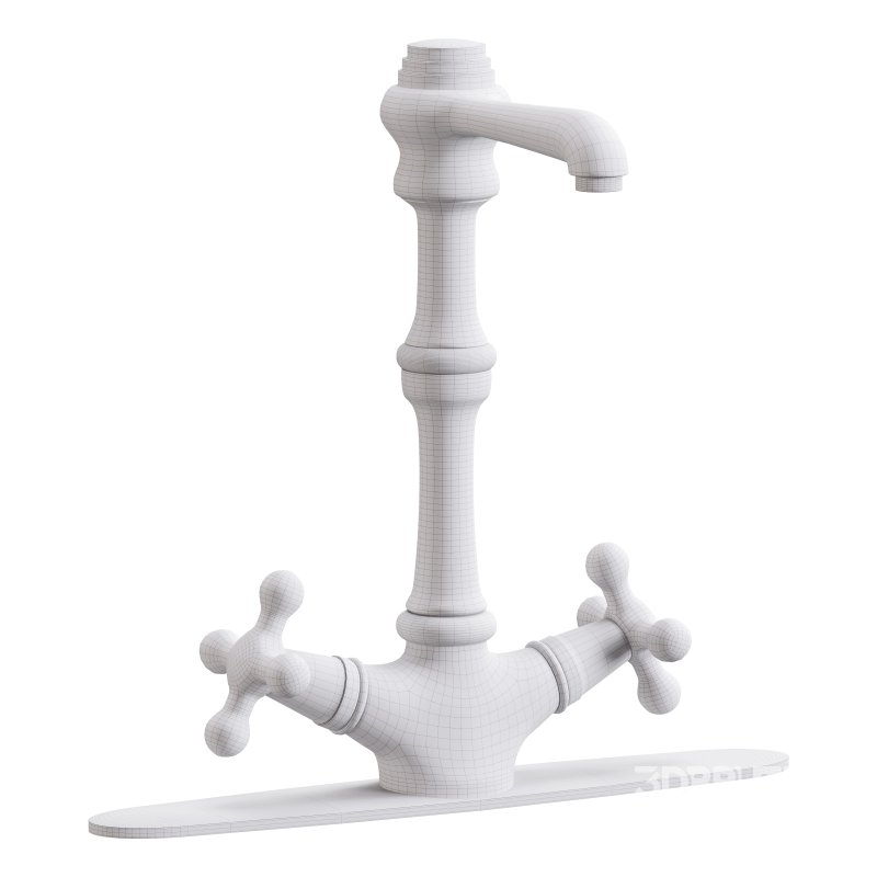 Kitchen Faucet Vintage White Cross 2 Handles Single Hole Image 4