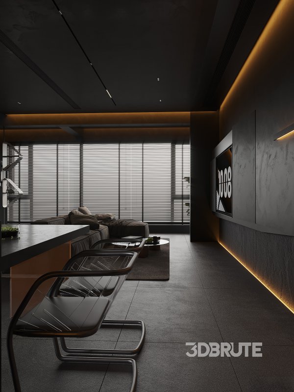 Dark living room and dining room Image 7