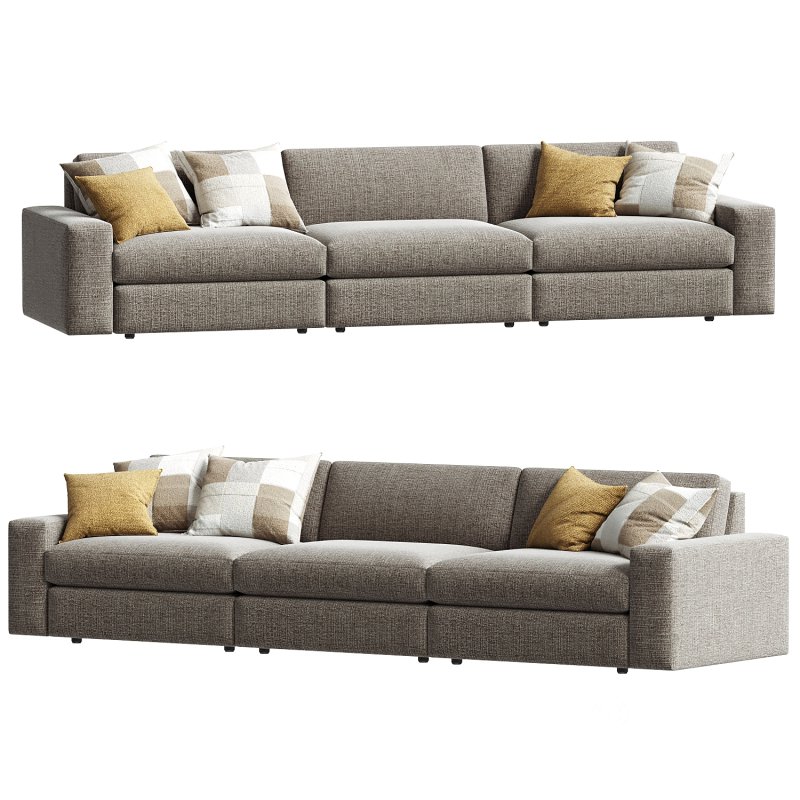 Kipton Wide Arm Three Piece Modular Sofa Image 4