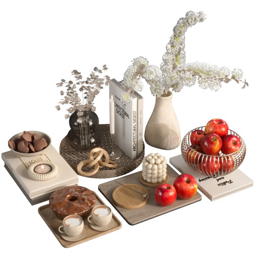 Decorative Set with Apples and Flowers 03
