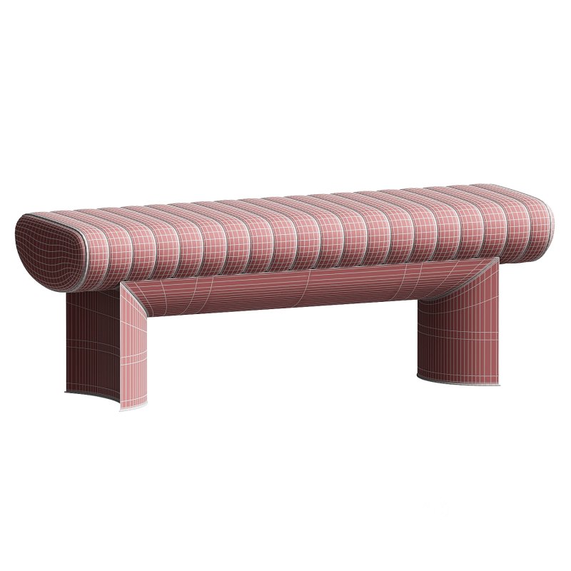 Visionnaire Kloster Beige Leather And Glossy Steel Bench Image 3