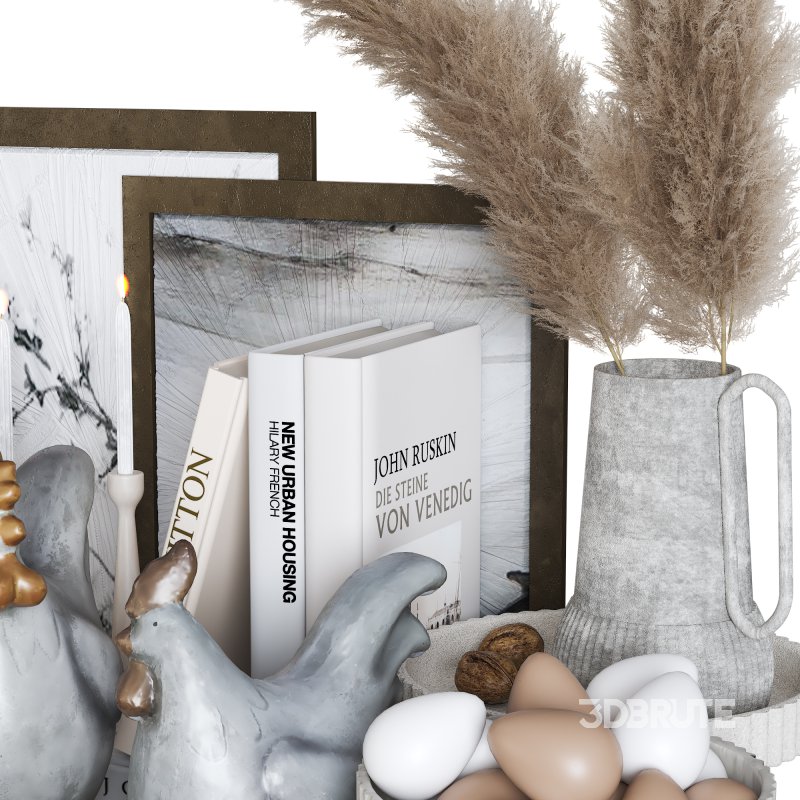 Decorative Set with Walnuts and Pampas Image 5