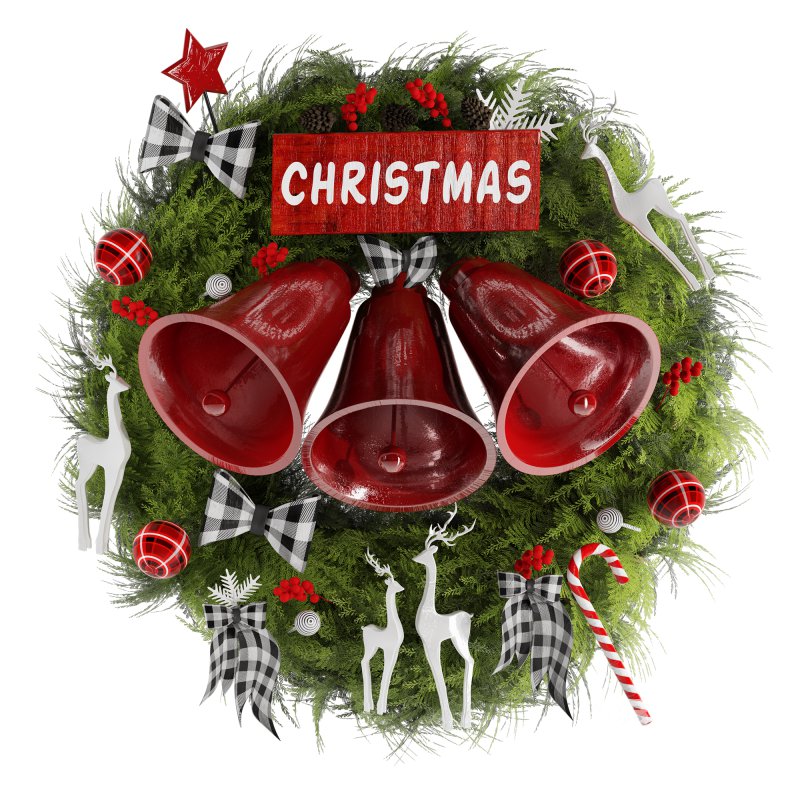 Bell and deer Wearth Christmas Decor Image 2