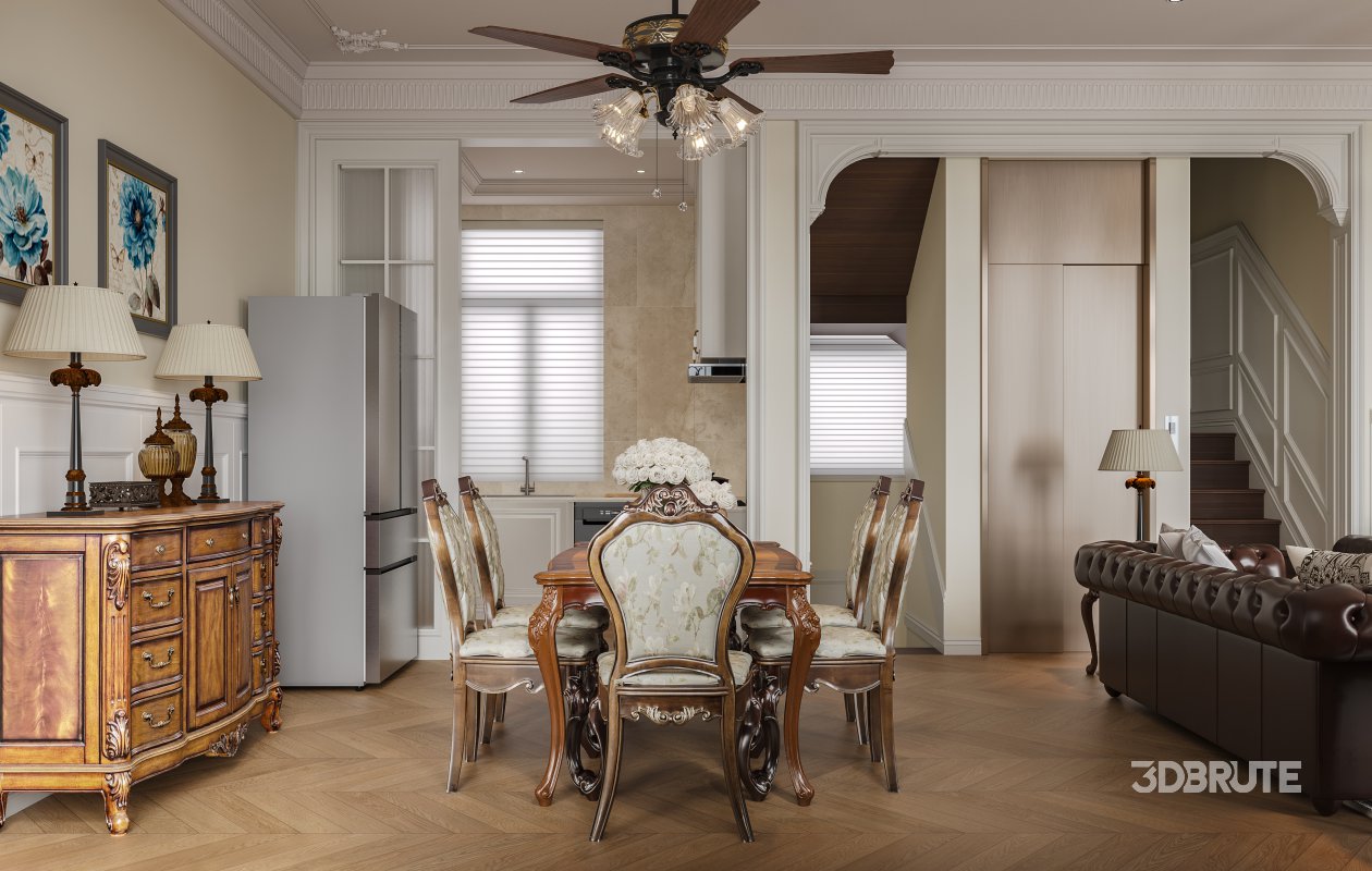 Luxurious classic living room and dining room Image 5