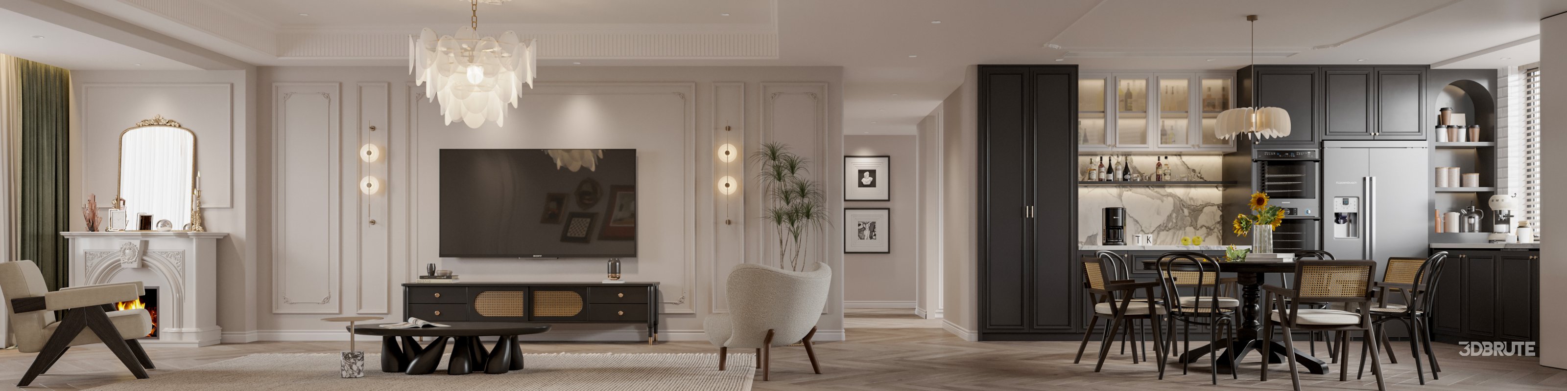 Luxurious living room and dining room Image 2