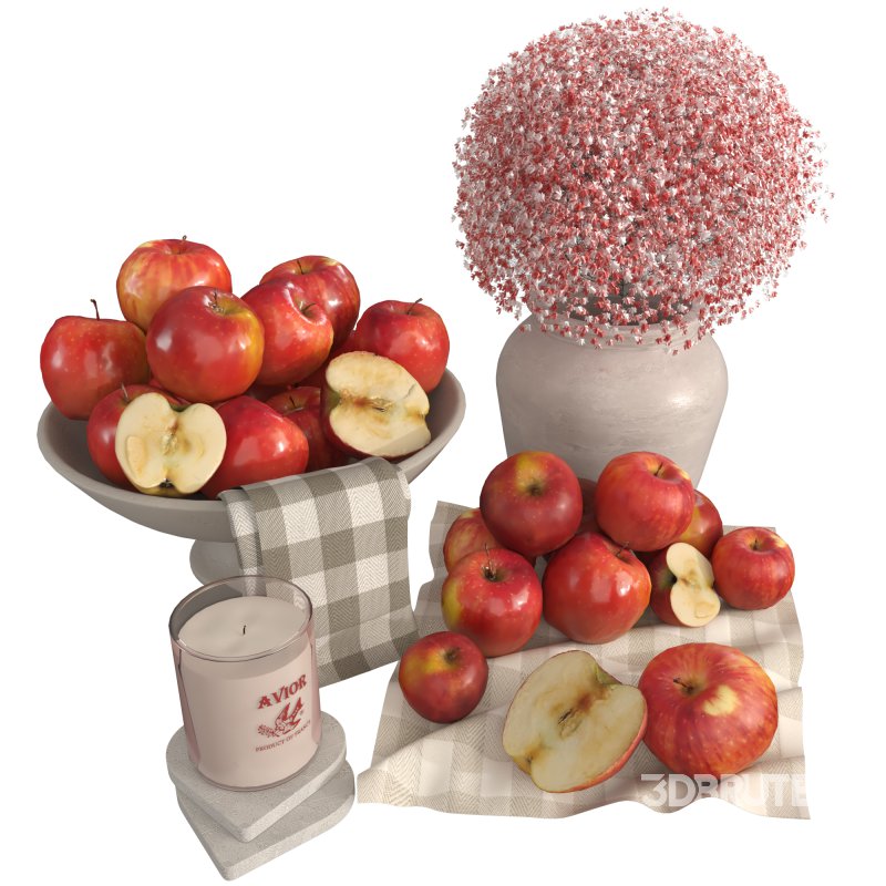 Decorative Set with Apples and Flowers Image 2