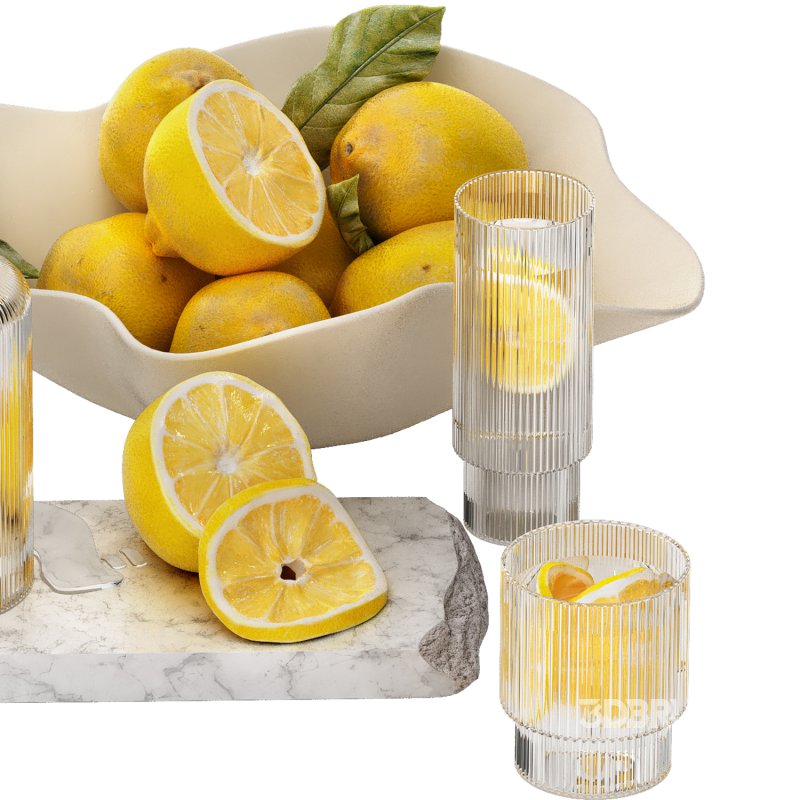 decoration set with ripple water carafe with bowl of lemons Image 2