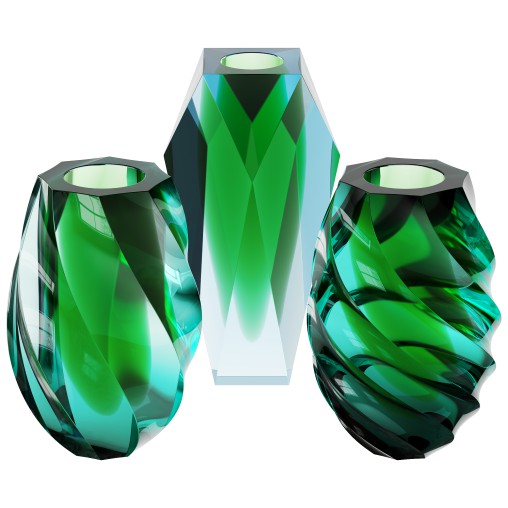 Gema Twist Underlaid Vases Beryl Reseda Set by MOSER