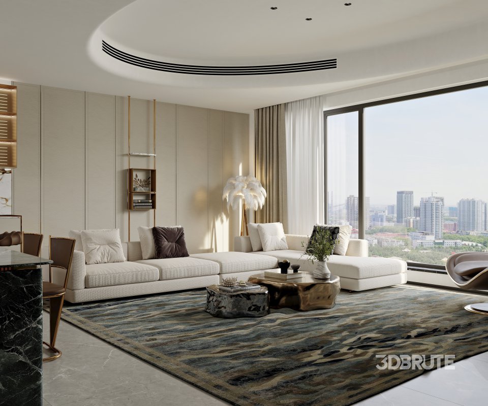 Luxurious living room and dining room Image 5