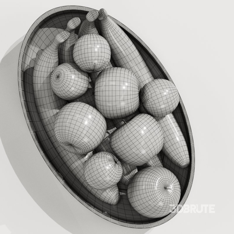 Low Glass Fruit Bowl Centerpiece with Banan Apple Orenges Image 3