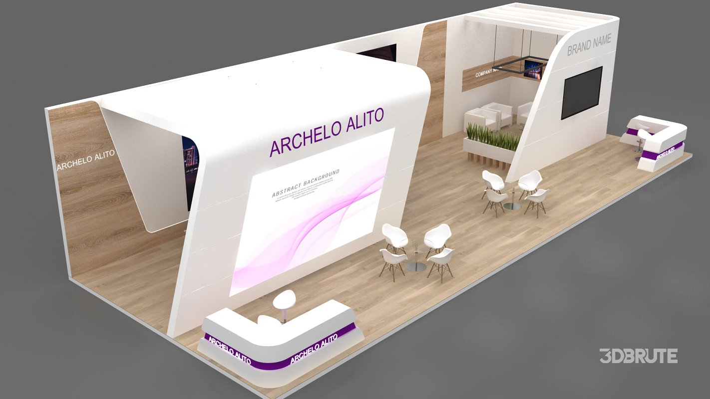 exhibition booth stand 3d Model Image 4