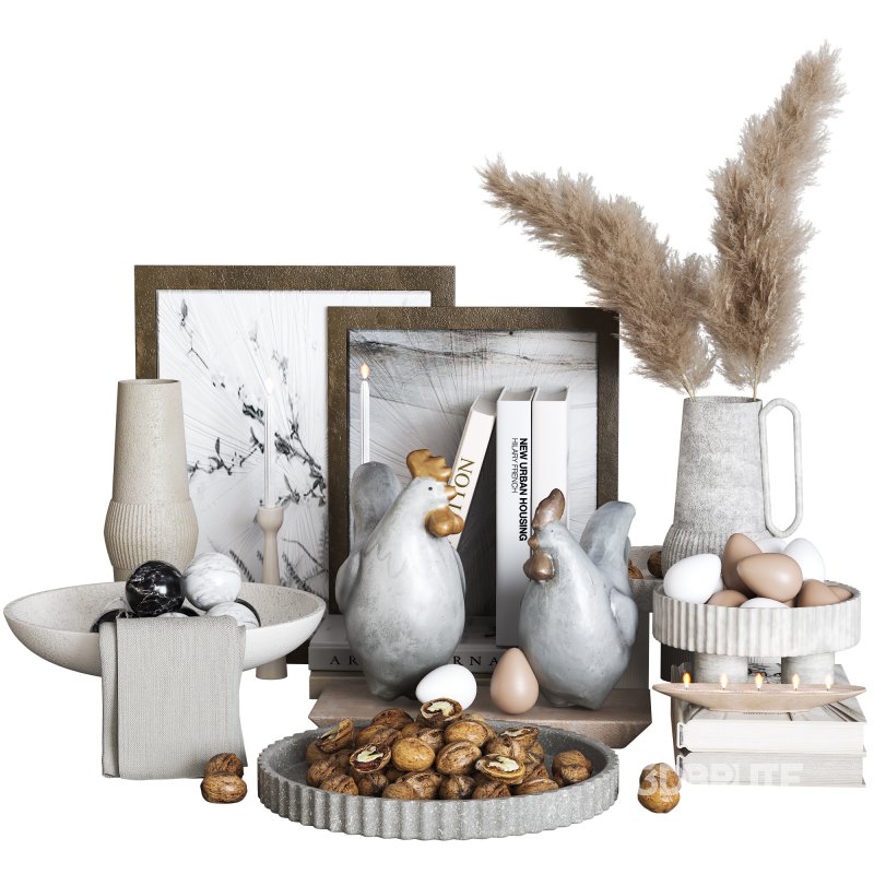 Decorative Set with Walnuts and Pampas Image 2